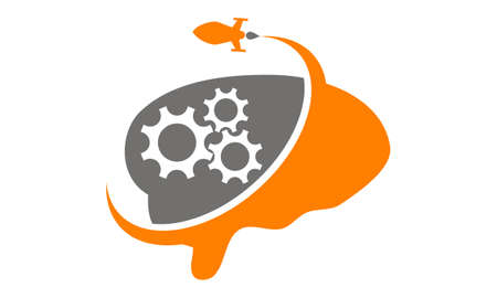 Brain Gear with Rocket vector illustrationのイラスト素材