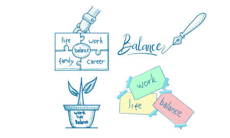 Work Life Balance Template Setのイラスト素材