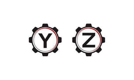 Gear letter Y, Z solution template design set illustration.のイラスト素材