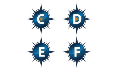 Insights guide letter C, D, E, F template design set illustration.のイラスト素材