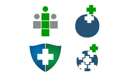 Health center template design set illustration.のイラスト素材