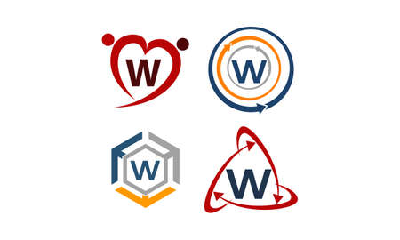 Logotype W Modern Template Setのイラスト素材