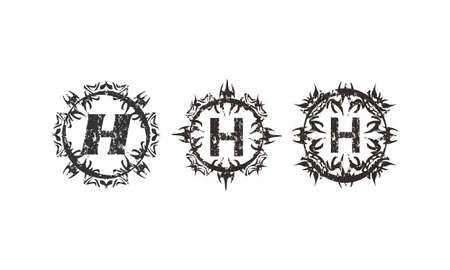 Rough Letter H Template Setのイラスト素材