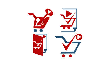 Shop affiliation marketing video Tutorial set illustration on white background.のイラスト素材