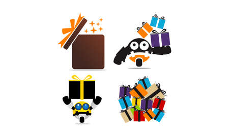 Gifts boxes  Vector Template Setのイラスト素材