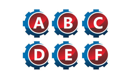Gear icon Template Set with lettersのイラスト素材