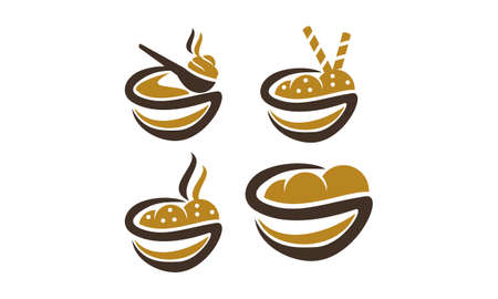 Meals in bowl Template Setのイラスト素材