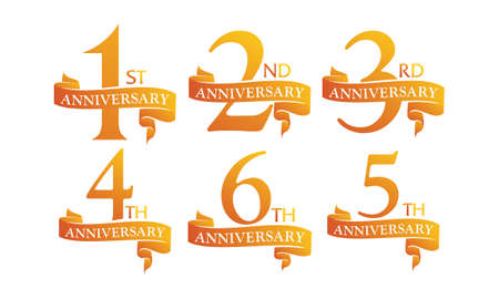 Ribbon Anniversary Template Setのイラスト素材