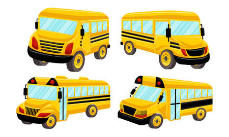 School Bus Template Vector Isolated Design Setのイラスト素材