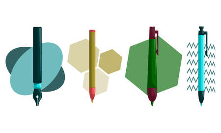 Pencil Pen Design Template Vector Setのイラスト素材