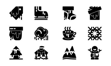 Set Icon Winter Template Vectorのイラスト素材