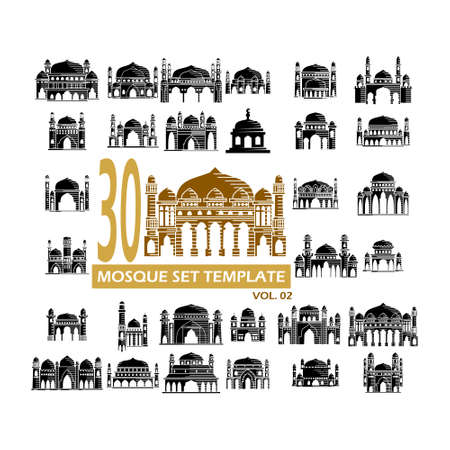 Mosque icon vector Illustration design template Setのイラスト素材