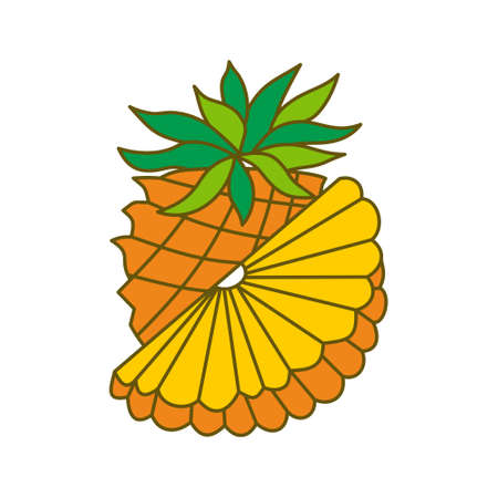 Pineapple Fruit Template Vector Flatのイラスト素材
