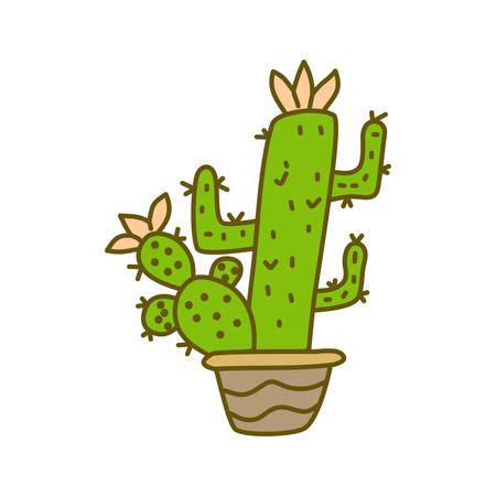 Cactus Pot Design Illustration Template Vectorのイラスト素材