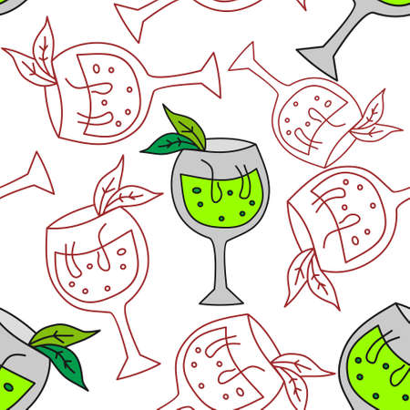 Drinking Glass Pattern Seamless Vector Templateのイラスト素材