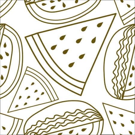Watermelon Fruit Pattern Seamless Vector Templateのイラスト素材