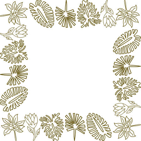 Flower Leaf Frame Empty Template Vectorのイラスト素材
