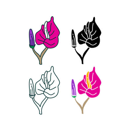 Flower Leaf Illustration Design Template Vectorのイラスト素材