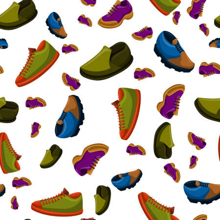 Shoes Flat Color Background Seamless Patternのイラスト素材
