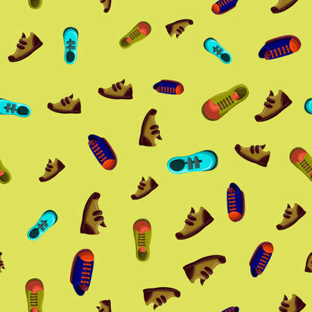 Shoes Flat Color Background Seamless Pattern