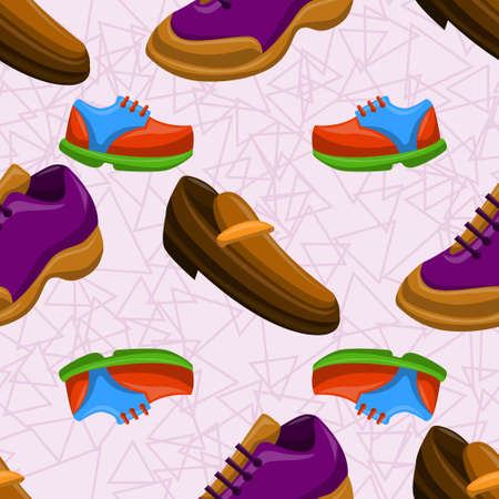 Shoes Flat Color Background Seamless Patternのイラスト素材