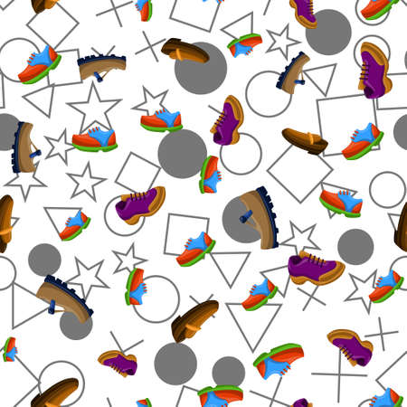 Shoes Flat Color Background Seamless Patternのイラスト素材