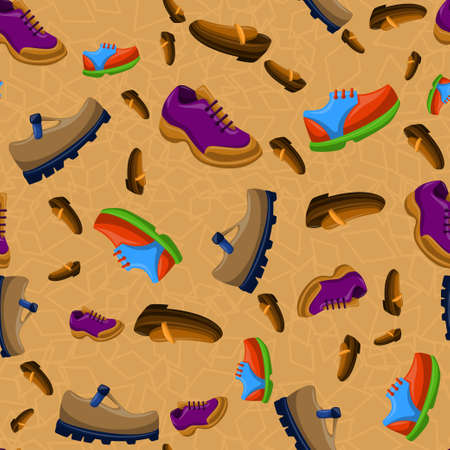Shoes Flat Color Background Seamless Patternのイラスト素材