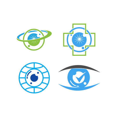 Eye care health logo design template vector icon Setのイラスト素材