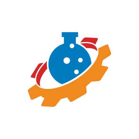 Gear Tube Laboratory Business logo design template vector Iconのイラスト素材