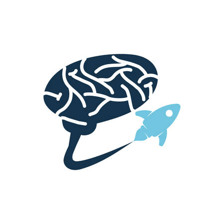 Brain Logo template Think idea concept Brainstorm power thinking iconのイラスト素材