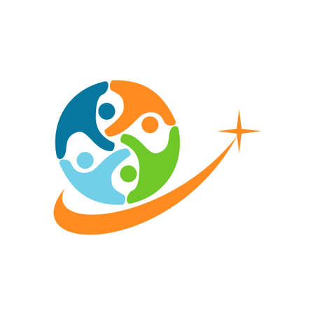 Commitment Teamwork Together Business Logo Illustration Vectorのイラスト素材