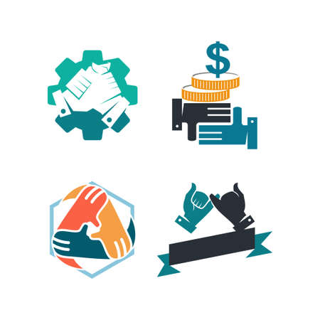 Commitment Teamwork Together Business Logo Illustration Vectorのイラスト素材