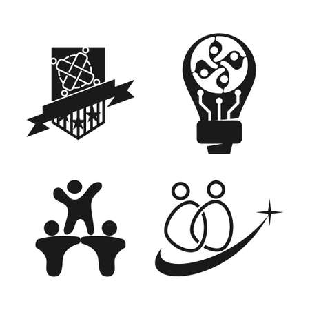 Commitment Teamwork Together Business Black Logo Illustration Vectorのイラスト素材
