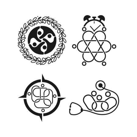 Commitment Teamwork Together Business Black Logo Illustration Vectorのイラスト素材