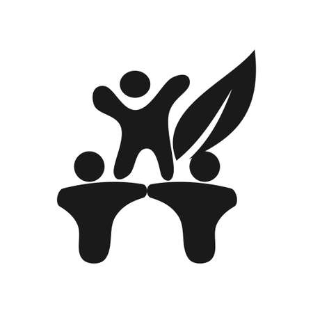 leaf farming Commitment Teamwork Together Black Logoのイラスト素材