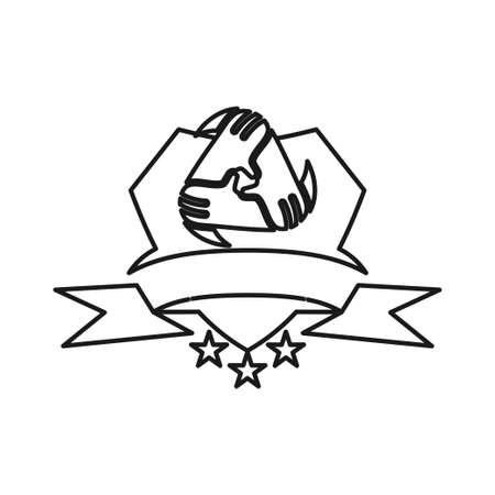 Ribbon Shield Star Commitment Teamwork Together Outline Logoのイラスト素材