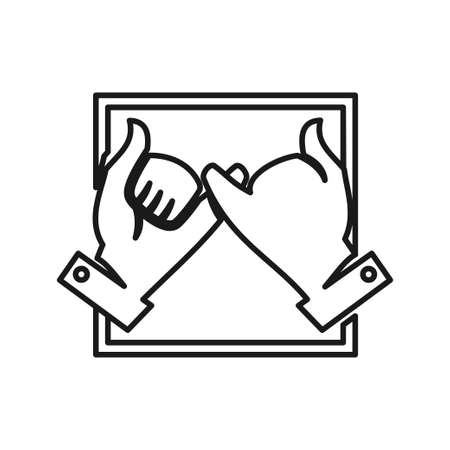 Rectangle Hand Commitment Teamwork Together Outline Logoのイラスト素材