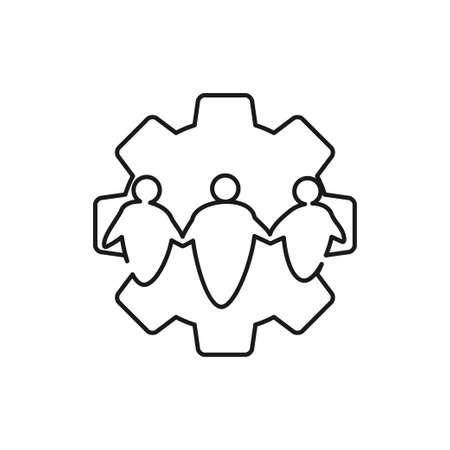 people gear machine Commitment Teamwork Together Outline Logoのイラスト素材