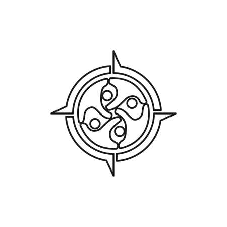 adventure compass Commitment Teamwork Together Outline Logoのイラスト素材