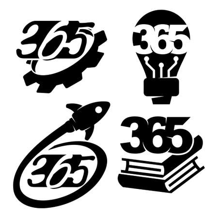gear bulb rocket book 365 infinity logo icon black illustrationのイラスト素材