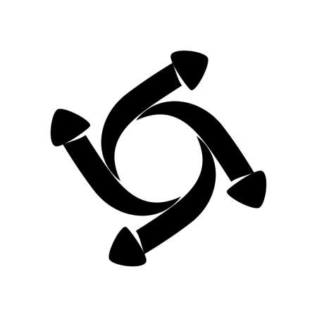 Four Guide Arrow Rotation Direction Vector Black Color Isolatedのイラスト素材