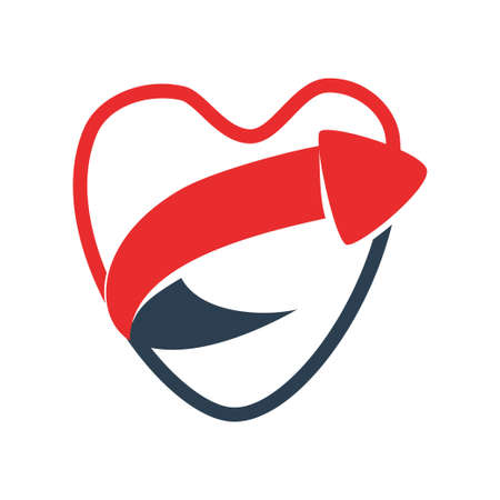 Love Heart Arrow Direction Vector color Isolatedのイラスト素材
