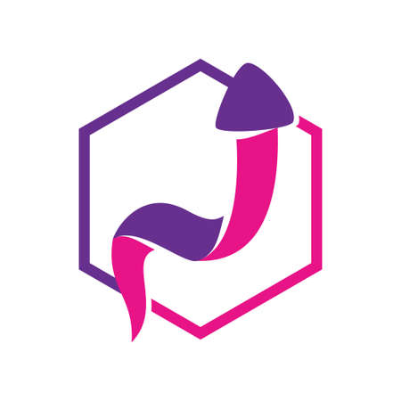 Hexagonal Arrow Direction Template Vector color Isolatedのイラスト素材