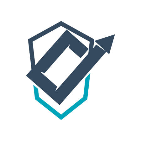 Shield Protection Arrow Direction Vector color Isolatedのイラスト素材