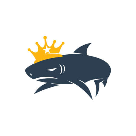 Shark King logo design vector isolated illustration templateのイラスト素材