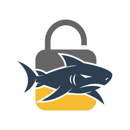 Shark Lock logo design vector isolated illustration templateのイラスト素材