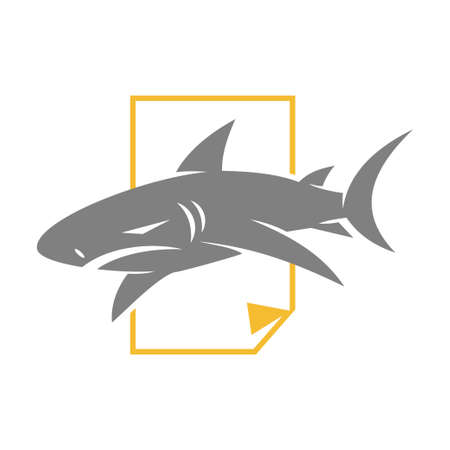 Shark Paper logo design vector isolated illustration templateのイラスト素材