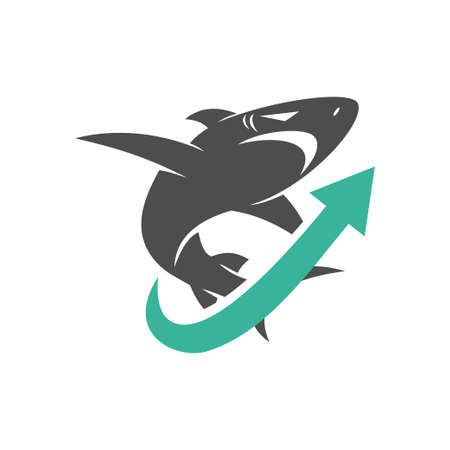 Shark Arrow Up logo design vector isolated illustration templateのイラスト素材