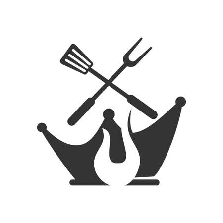 Barbecue King Spatula logo template vector badge Design Isolatedのイラスト素材