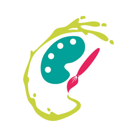Brush Painter Palette logo design Painting service Isolatedのイラスト素材